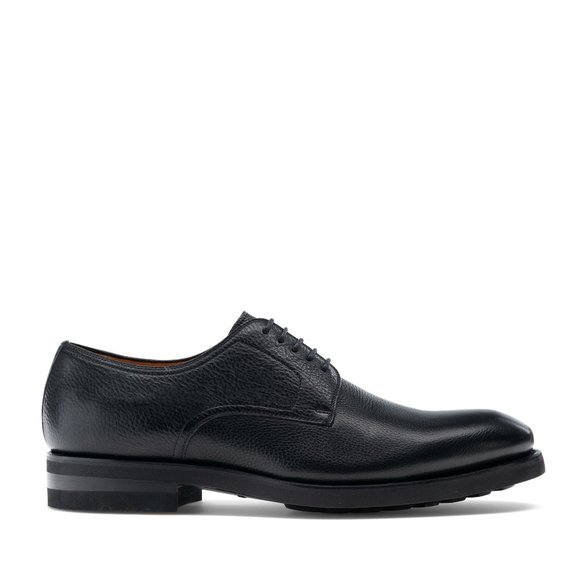 Bashwood Handmade Black Mild Leather Derby Shoes For Men